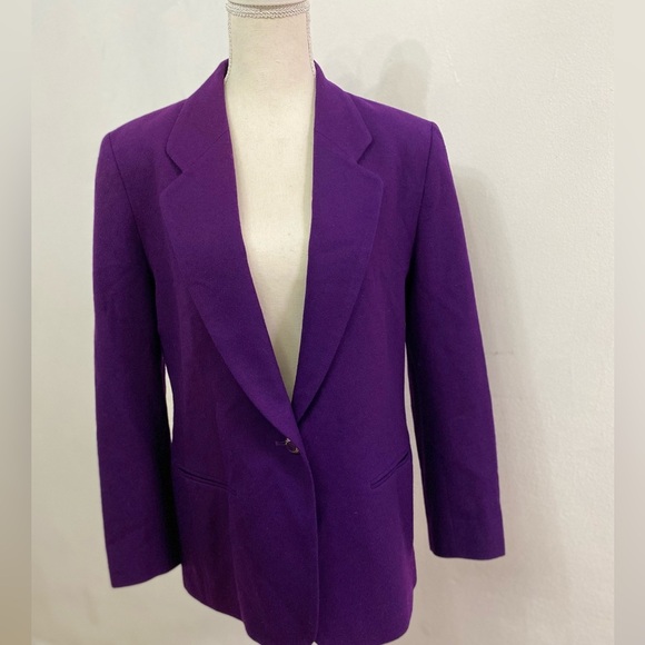 Vintage Pendleton 100% virgin wool Vibrant Purple Women's winter Blazer size 10 - Picture 2 of 12